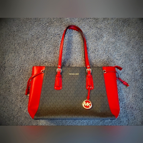 Michael Kors Brown and Red Tote Bag - Picture 1 of 6